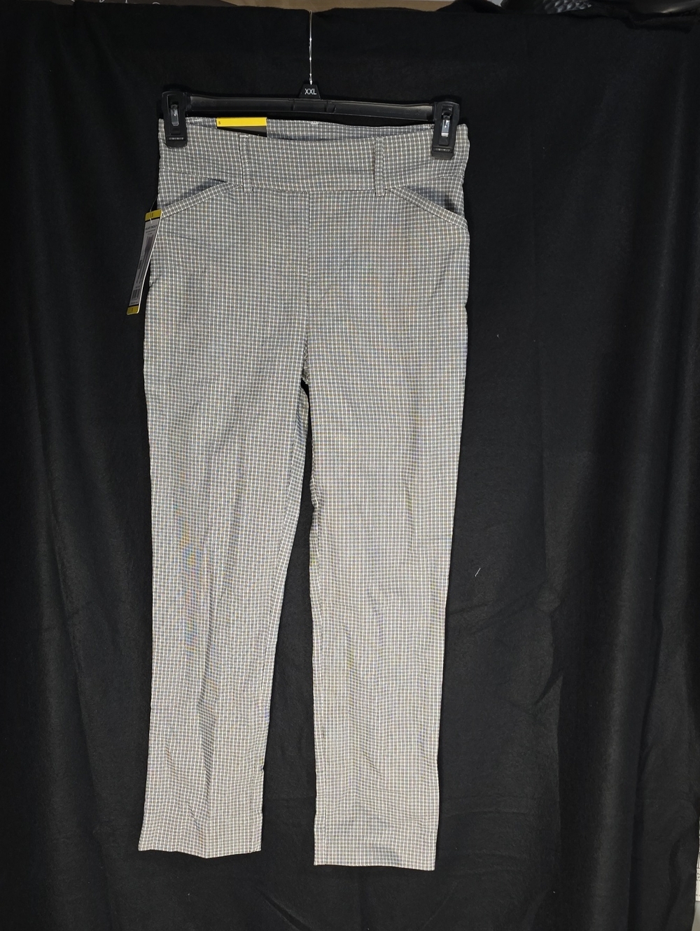 Hilary Radley Black & White Micro-Check Ankle Pants